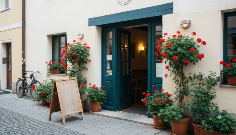 Eingang des Restaurants Santorini in Großhadern